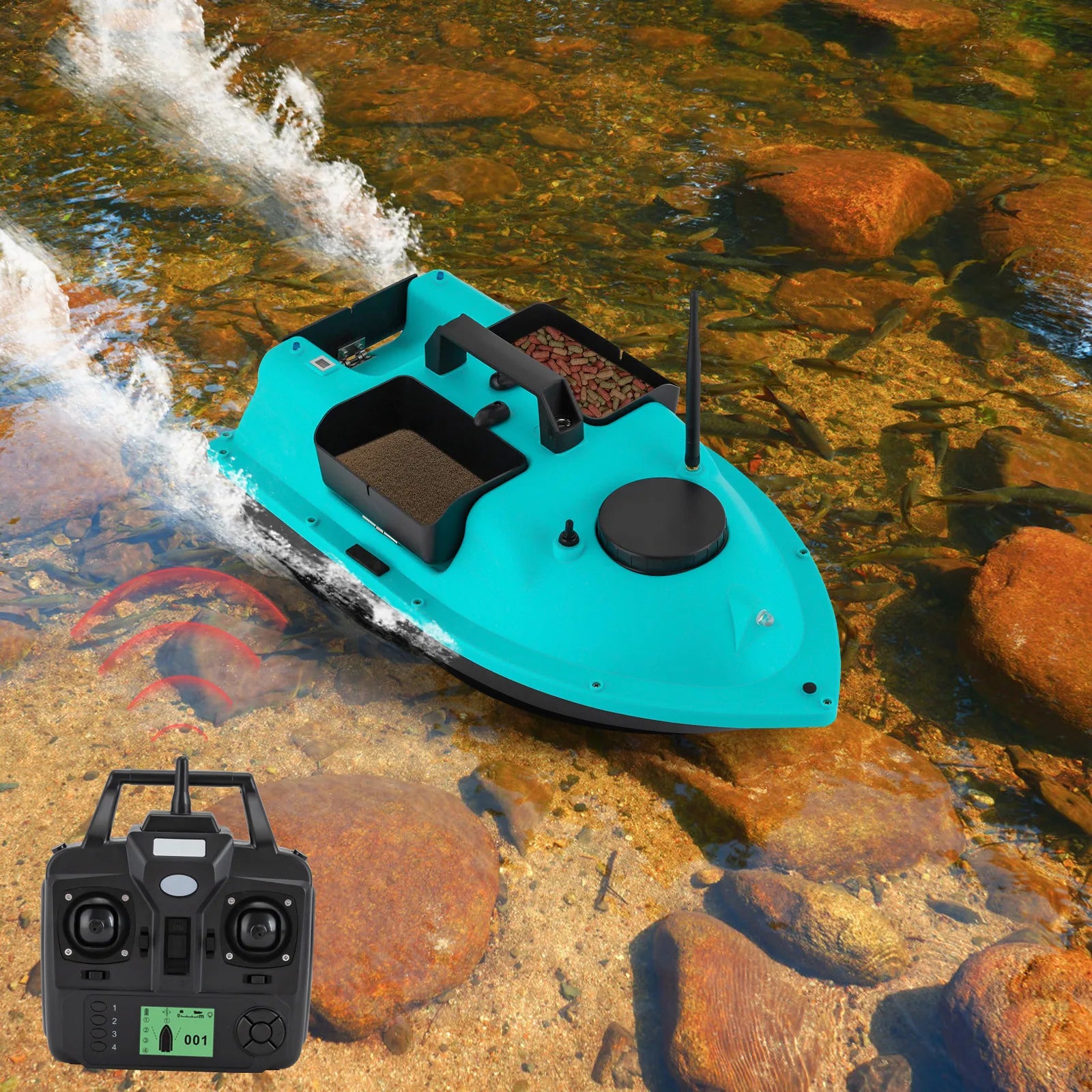 Rechargeable GPS Fishing Bait Boat with 2 Batteries 16 Positioning Points 2kg Load Bait Boat