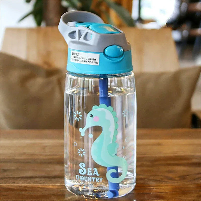 Vaso Sippy Cartoon para Niños con Pitillo | Antiderrame | Portátil Exterior 🍼