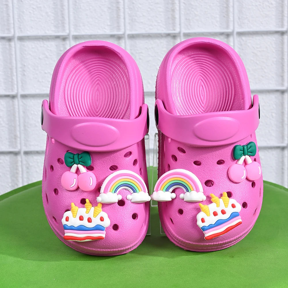 New Summer Children's Slippers Rainbow Cherry Cake Casual Sandals - Breathable Non-Slip for Boys Girls - Home & Beach Wear