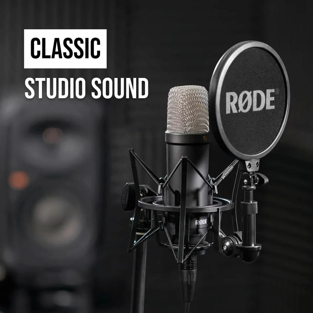 Large-Diaphragm Condenser Microphone with Shock Mount, Pop Filter, XLR Cable for Music, Vocals, Streaming
