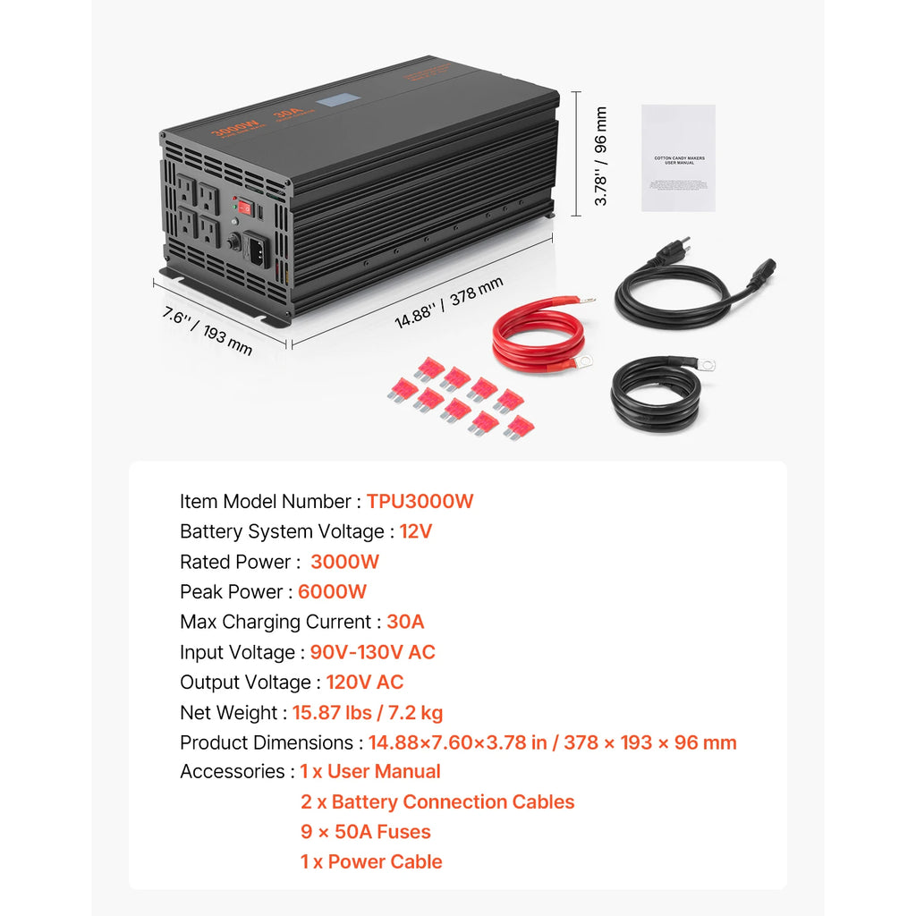 SucceBuy Sump Pump Battery Backup System 1500W / 3000W Auto Switches to Battery Inverter for Continuous Sump Pump Operation