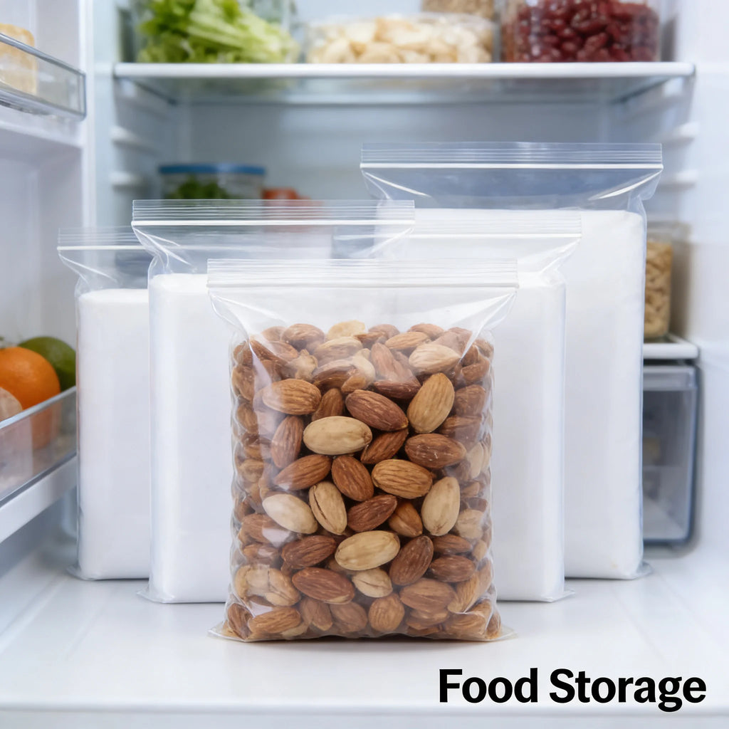 3 Size Reusable Storage Bags Transparent Leak Proof Freezer Bags Airtight Seal for Food Fruit Veggie Storage