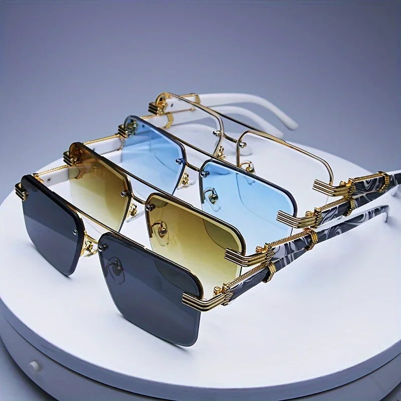Fashion Rimless Frameless Sunglasses | Classic Small Square | Men & Women