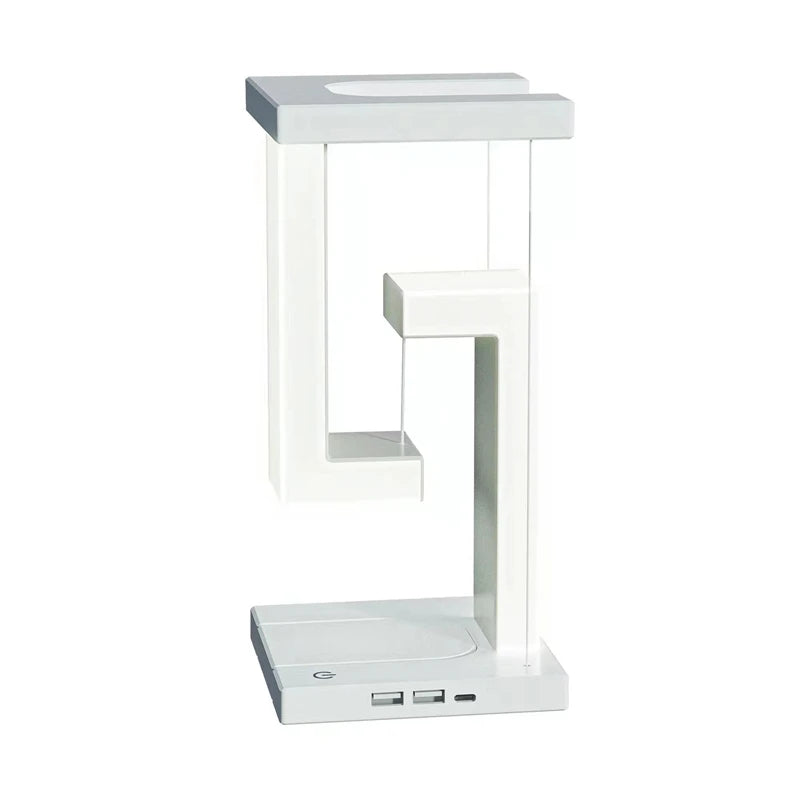 Floating Desk Lamp with Wireless Charger | USB Output | iPhone Charging Dock | Bedside Table Lamp