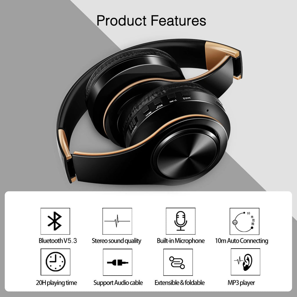 HIFI Stereo Bluetooth Headphones | FM Radio + SD Card + Mic | iPhone Samsung Xiaomi