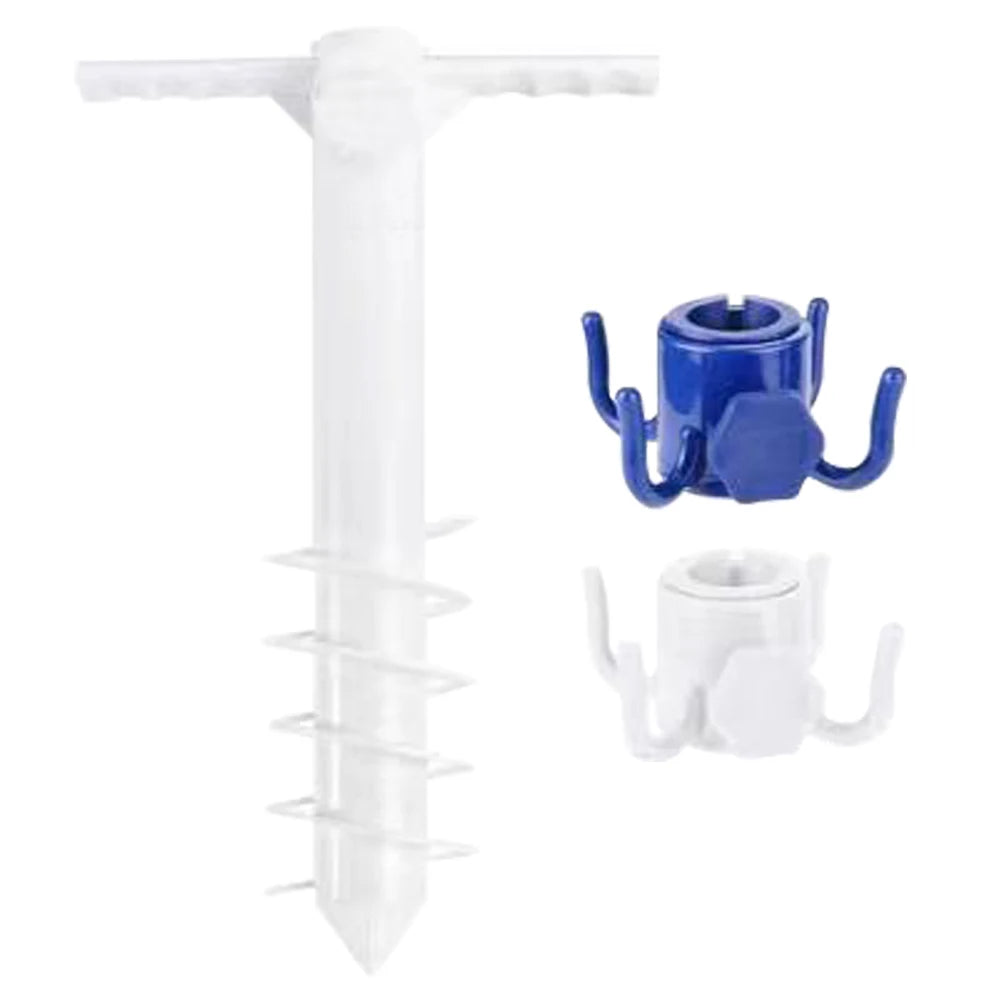 3/5 Spin Inserts Spiral Umbrella Plug with Hook Spike Auger Keep Holder Windproof Sunshade Bracket Equipment for Sand Soil Grass