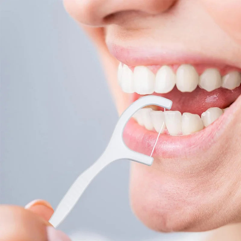 Individually Wrapped Dental Floss Picks, Hygienic. 8x6x3cm, Portable, for On-the-Go Freshness