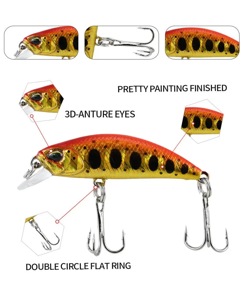 Mini Minnow Hundimiento DQ0009 | 38mm 3.2g | Jerkbait Wobbler | Trucha, Bass y Carpa | Lago y Río - Firu Total Sales