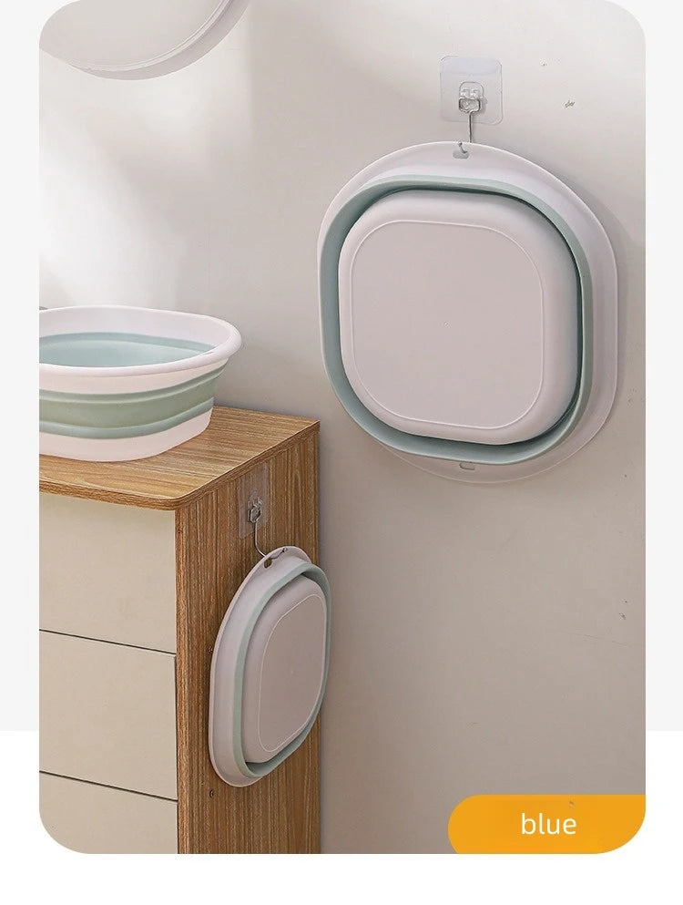 Folding Washbasin Silicone Portable Basin Foldable Bucket Camping Sink Bath Goods Dorm Room Essential Collapsible Laundry Bowl