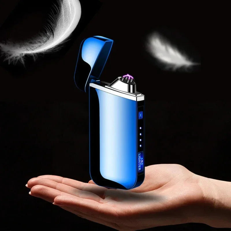 Smart Windproof Flameless Plasma Lighter | Double Arc USB Rechargeable | LED Power Display Touch | Metal Body