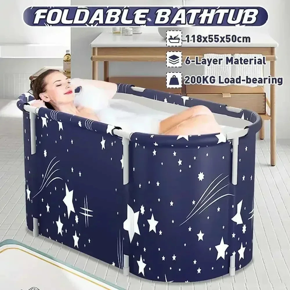 Folding Bath Tub Household Thickened Insulated Bathtub Portable Round Enlarged Bathing Bucket Foldable Adult Bathroom SPA Bucket