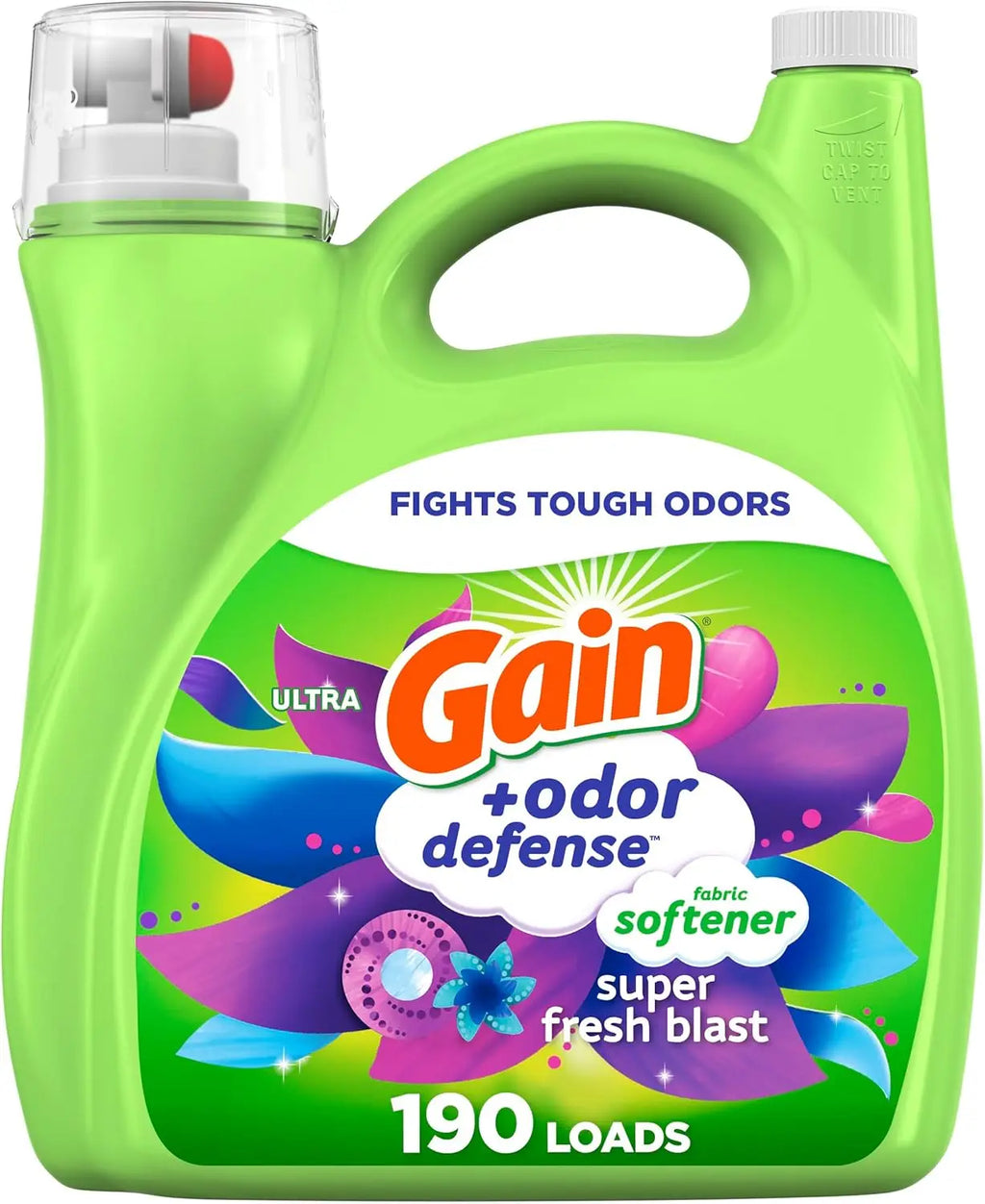 Super Fresh Blast Scent Liquid Fabric Softener, 140 FL OZ for 190 Loads, 2-in-1 Freshness and Odor Protection