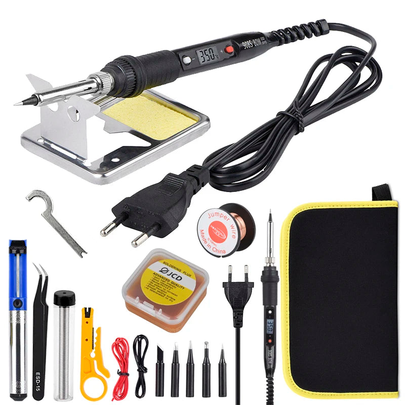 JCD 80W Electric Soldering Iron Kit LCD Display Temperature Adjustable 220V 110V With Solder Paste Iron Tips Welding Tools Set