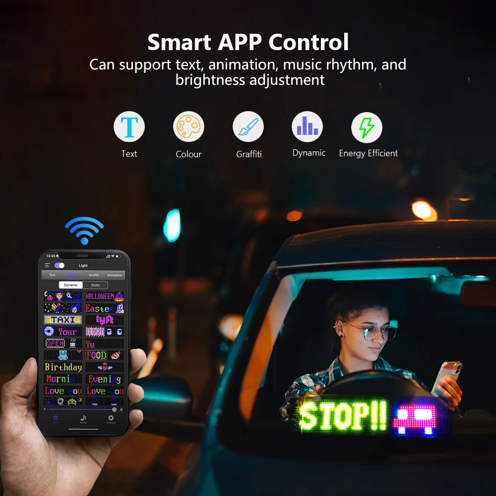 Panel LED RGB GCTECHING Programable | Bluetooth App | Texto Desplazable | Camión y Coche | DIY - Firu Total Sales