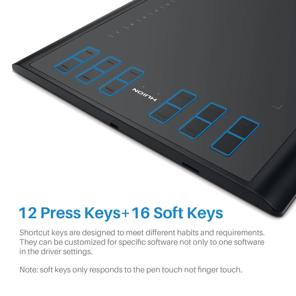 Tableta Gráfica HUION Inspiroy H1060P | 8192 Niveles Presión | Lápiz Sin Batería | 12 Teclas Personalizadas - Firu Total Sales