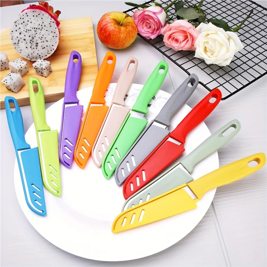 1PC Candy-colored portable fruit knife PP stainless steel thin sharp peeler peel knife kitchen household gadgets