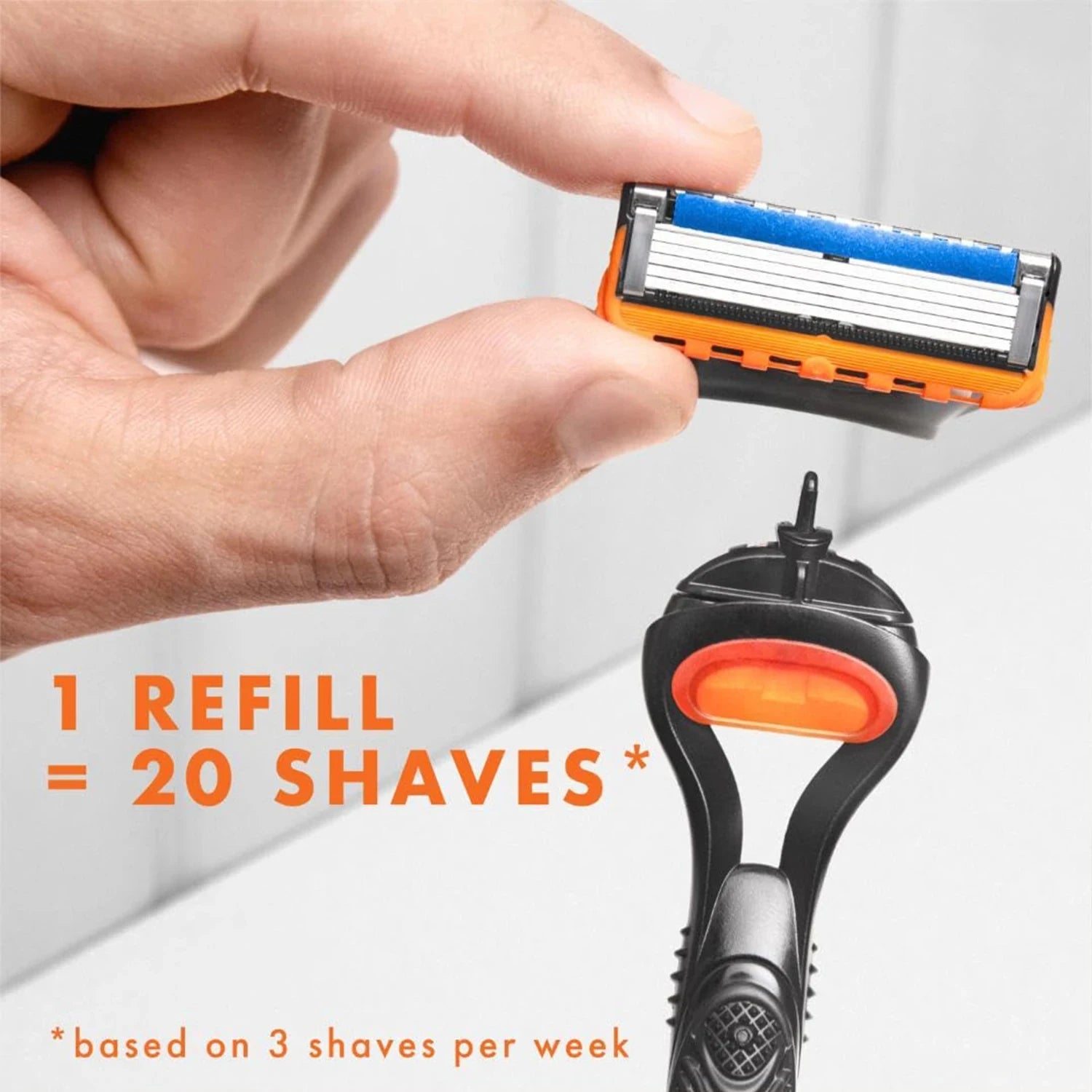 Men's 5-Blade Manual Safety Razor Features 6 layers of stainless steel blades With ergonomic metal handle Includes 4-24 Heads