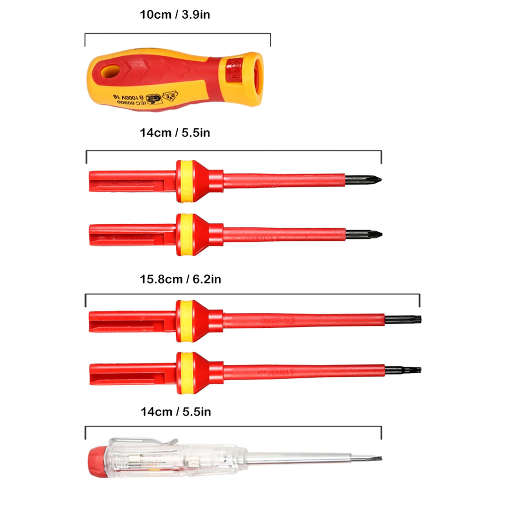 VDE Insulated Screwdriver Set 1000V Slotted Phillips Magnetic Screw Driver Bits Kit With Tester Pen Electricians Hand Tools