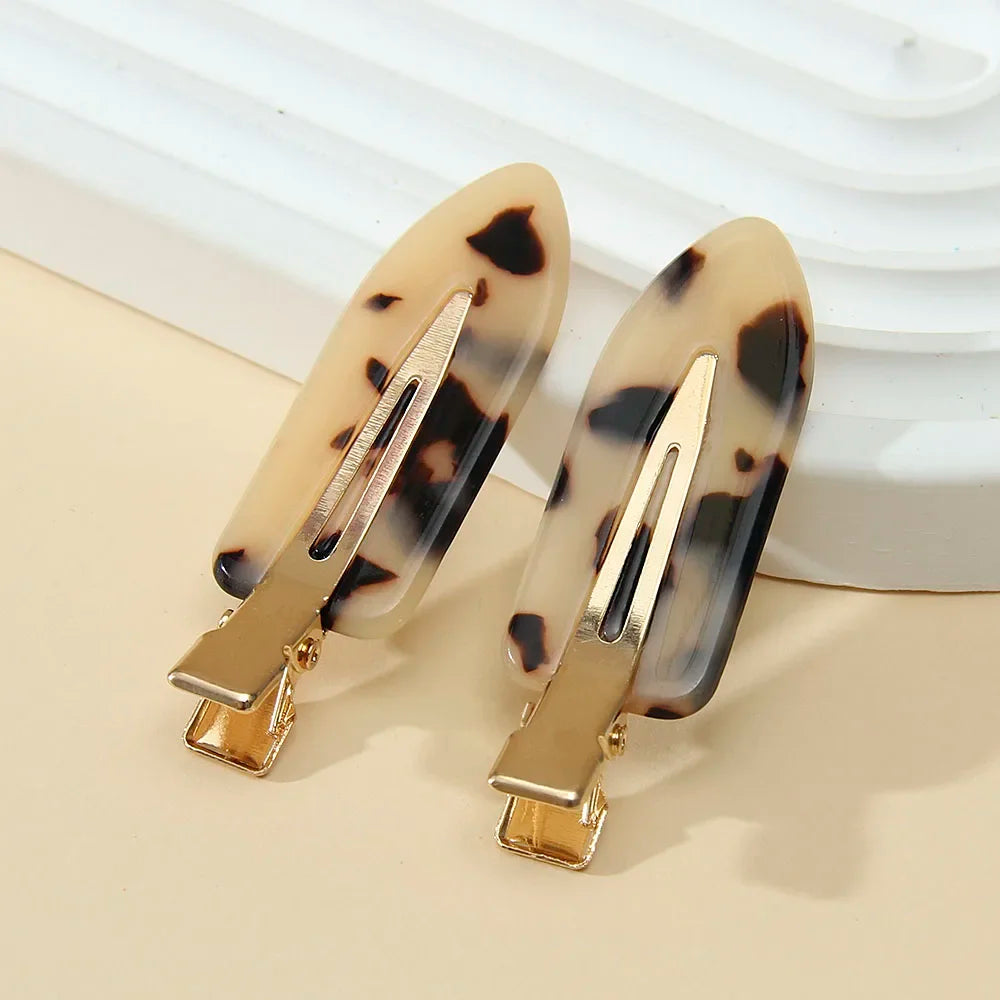 Cwllrn Girls Leopard Seamless Hair Clip Set Women Acetate Sheet No Bend Bangs Clip Duckbill Hairpins Makeup Hair Styling Tool