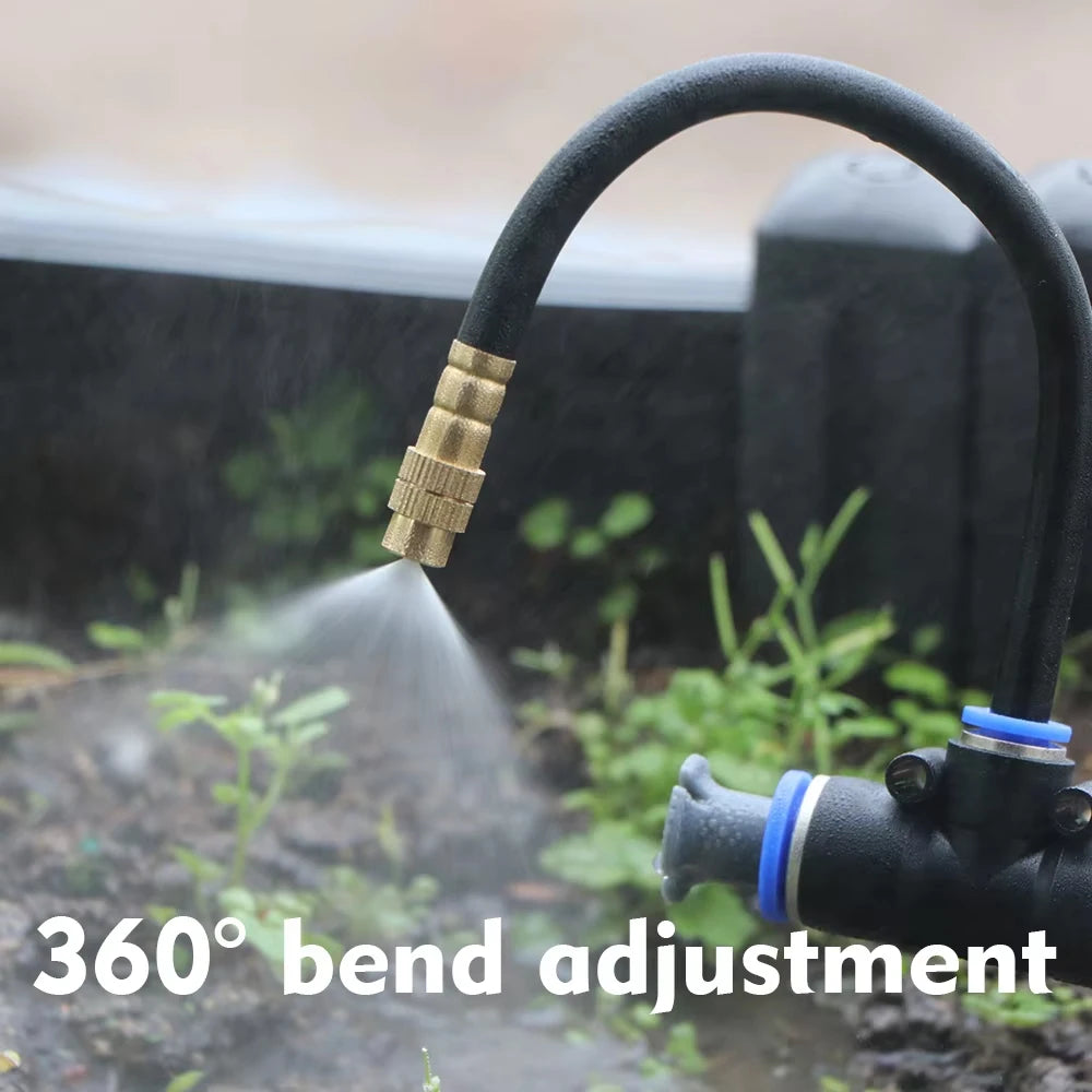 30M-5M DIY Free Bending Universal Sprayer Kit 8mm Hose Patio Misting Cooling System for Garden Plant Fogging Watering Irrigation