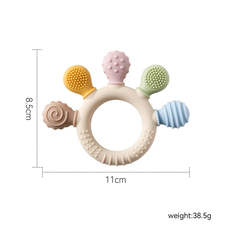 Silicone Teether Ring BPA Free — Baby Chewing Toy | 0-12 Months Gift