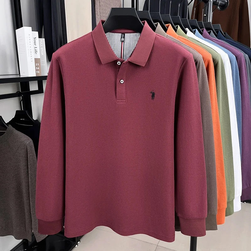 Polo Manga Larga 100% Algodón con Bordado de Pony | Casual Business Hombre 👔