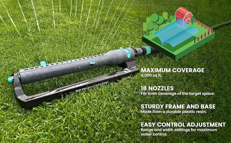 Water Sprinkler 100003 Adjustable Pattern to Cover 4,000 sq.ft. by New England Garden Tools