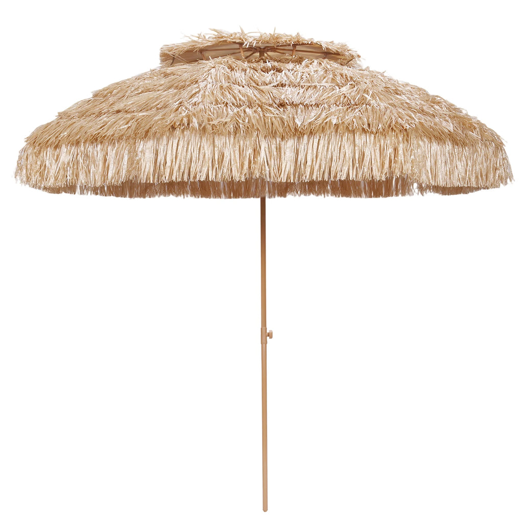 9ft Hawaiian Style Tiki Parasol with 8 Ribs Outdoor Thatched Tiki Umbrella UPF 50+ UV Protection for Market Terrace Restaurant