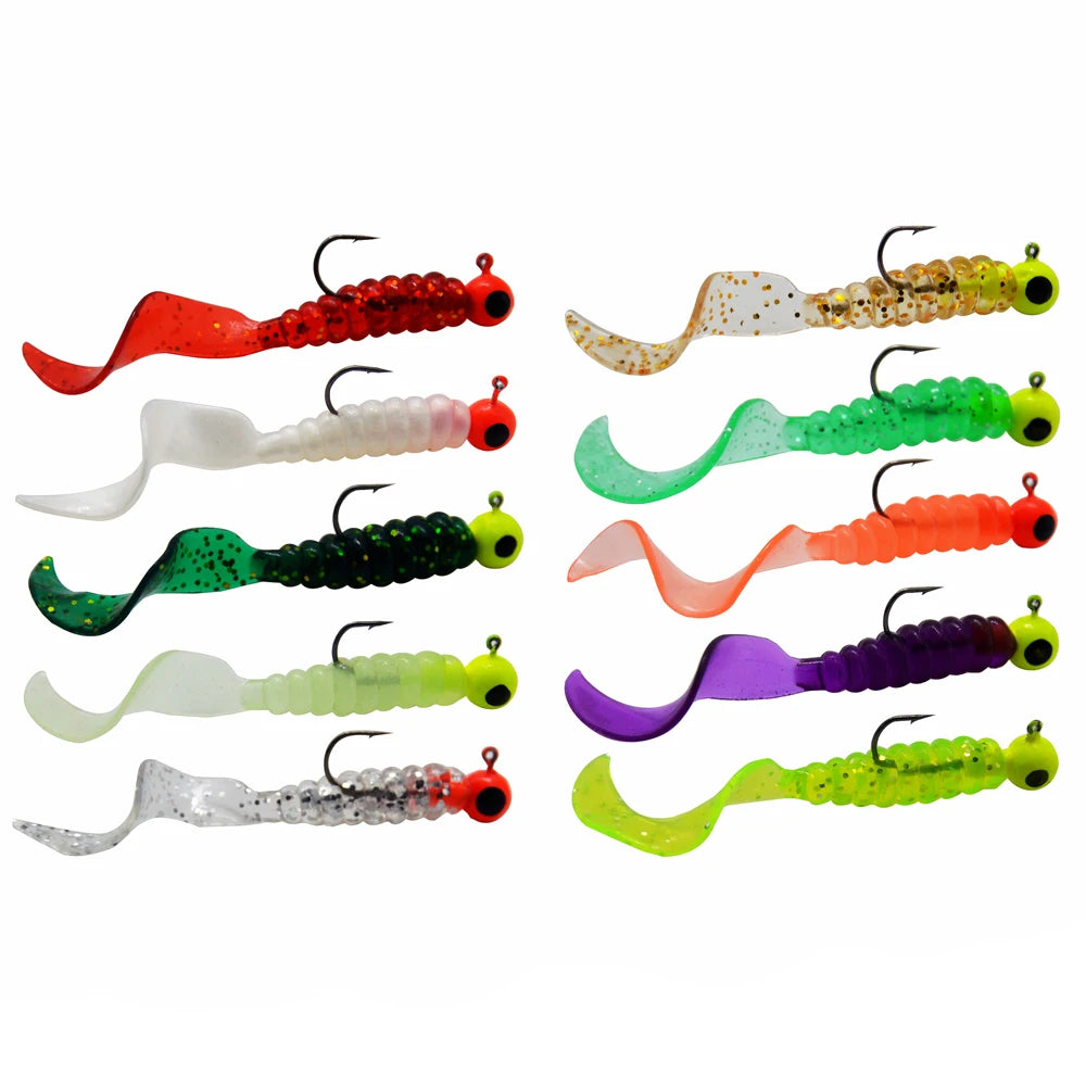 Creekmoon Set 34 Piezas | 17 Cabezas Jig Metal + 17 Gusanos Silicona | Acero Alto Carbono | Pesca - Firu Total Sales