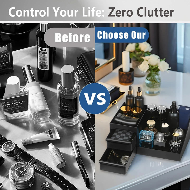 1Pc Cosmetic Storage Box With Drawers Cologne Organizer Holder For Dresser Perfume Stand Bathroom Countertop Organizer