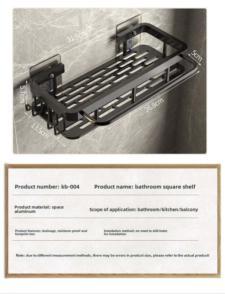 Adjustable Shower Shelf No Drilling – Aluminum Bathroom Organizer for Bath, Vanity or Tub | Holds 20 lbs