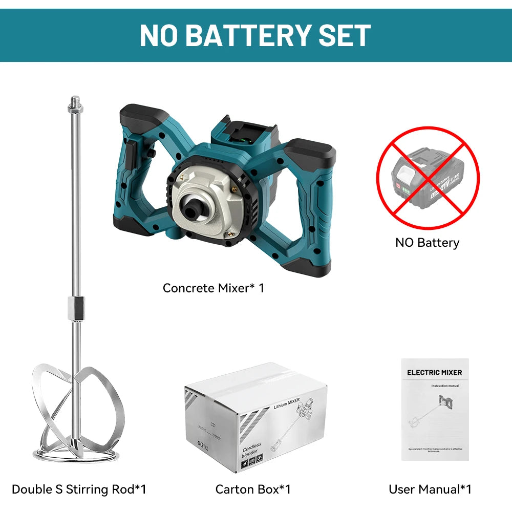 6 Speed Brushless Electric Concrete Mixer Paddle Mix Cordless Cement Mortar Plaster Blender Paint Mix Rod For makita 18v battery