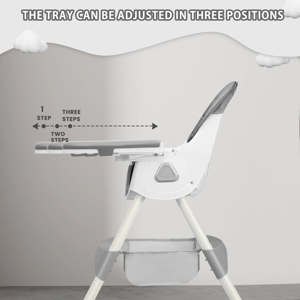 Silla Alta Plegable para Bebé E500 | Almohadilla Antideslizante y Porta Juguetes
