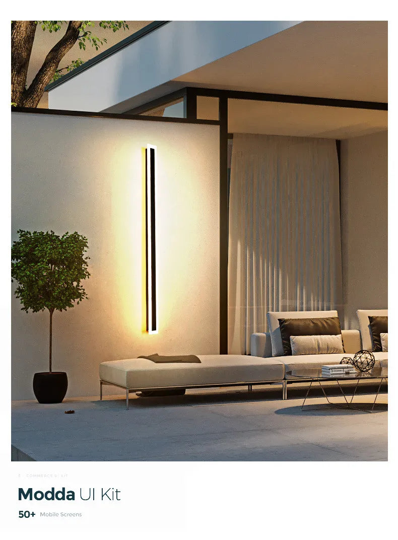 Modern Waterproof outdoor Long Strip LED wall lamps IP65 Aluminum Wall Light Garden porch Sconce Lights 110V 220V wall washer