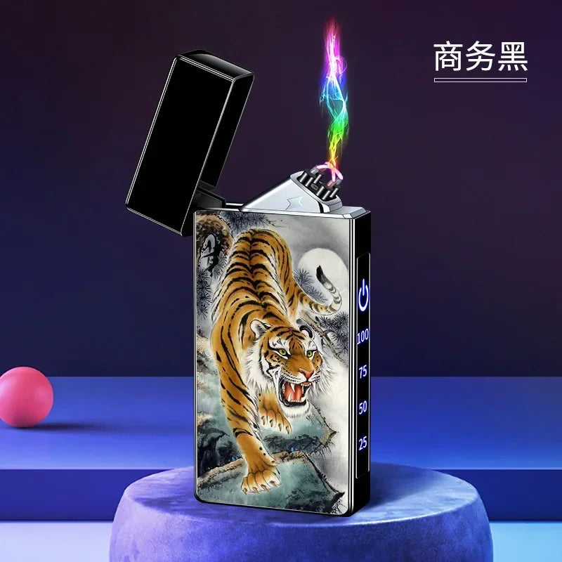 Windproof Electric Arc Metal Smoking Lighter Plasma Flameless Rechargeable USB Cigarette Lighter LED Digital Touch Lighters Gift