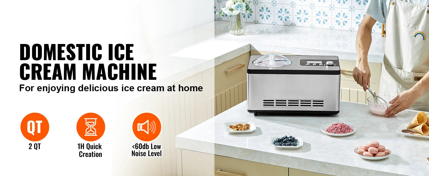 Máquina de Helados Eléctrica SucceBuy 2Qt | Compresor Integrado | Sin Pre-congelar 🍦
