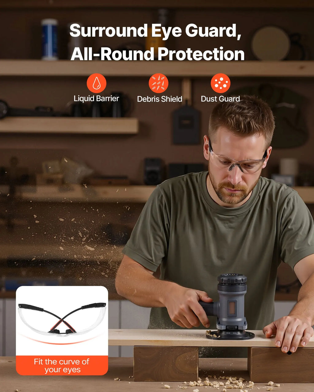 Safety Glasses, Anti-Fog And Scratch-Resistant Clear Lens, Safety Goggles With Adjustable Length And Angle, ANSI Z87.1+