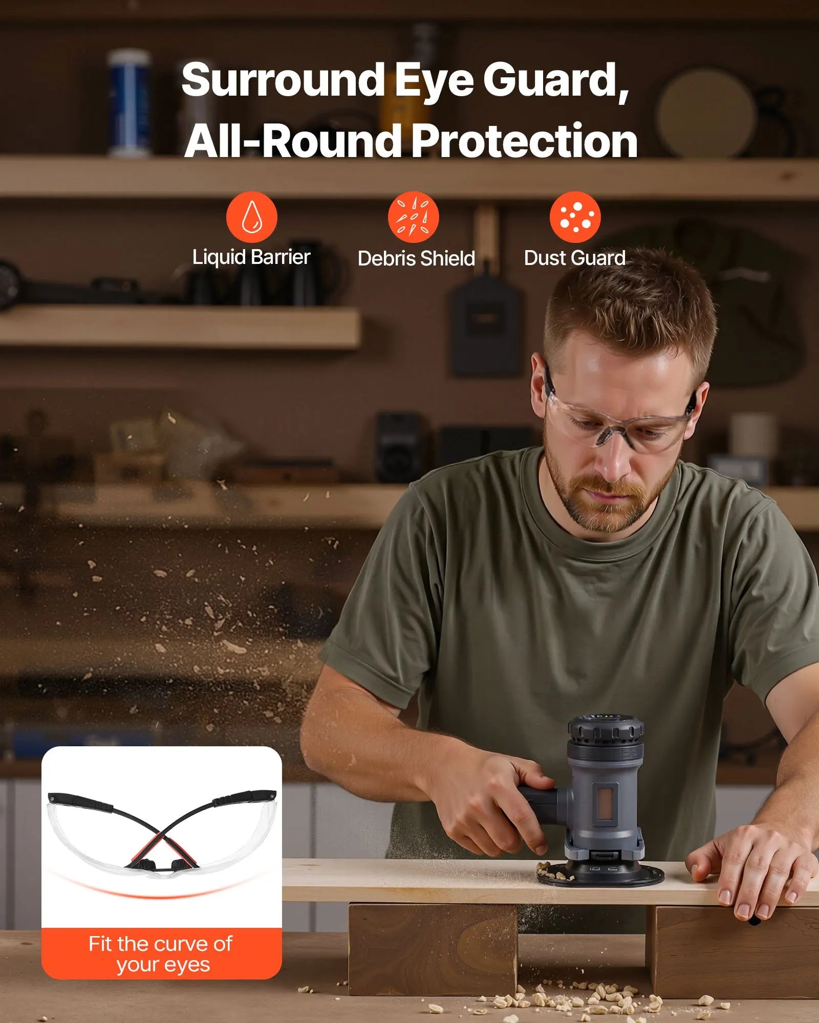 Safety Glasses, Anti-Fog And Scratch-Resistant Clear Lens, Safety Goggles With Adjustable Length And Angle, ANSI Z87.1+