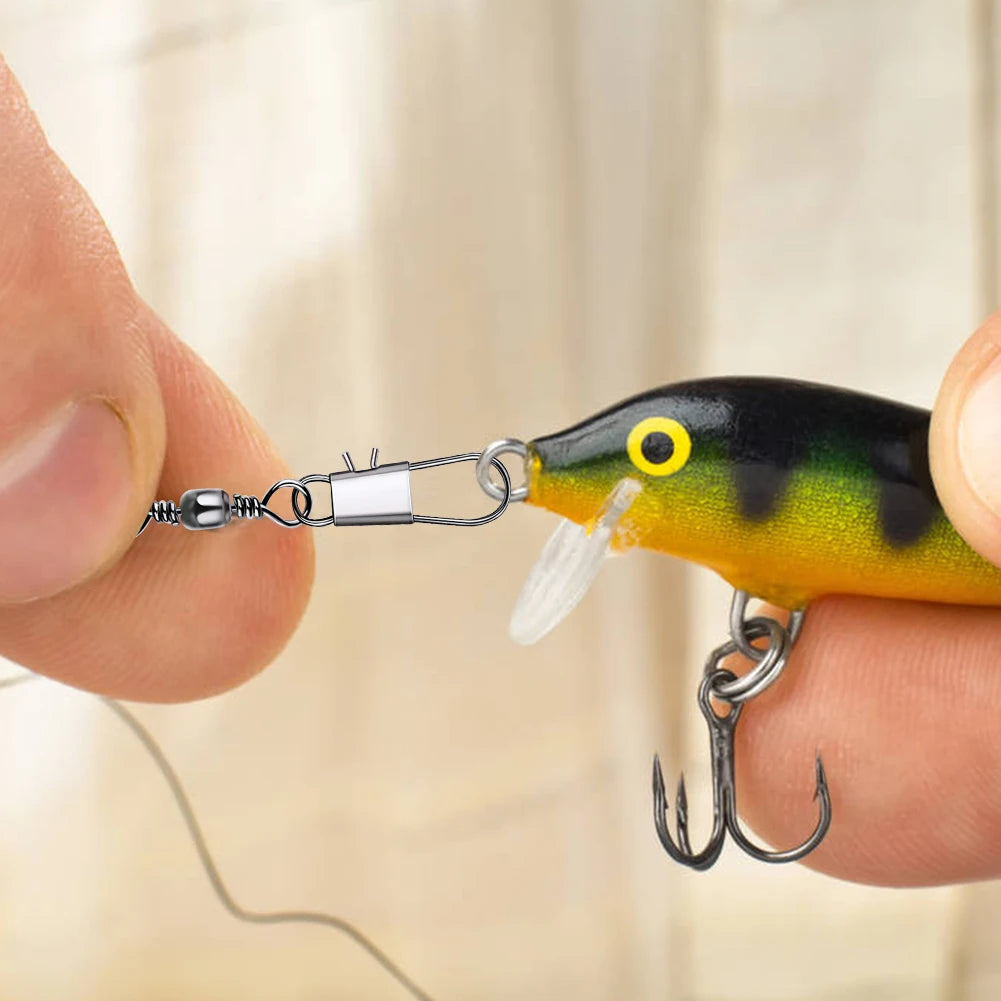200pcs Bearing Rolling Swivel with Interlock Snap Rolling  Swivel Fishing Swivels for Connecting Fishing Line and Lures