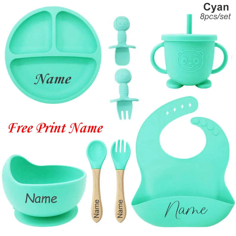 Set de Alimentación Personalizado para Bebé | Silicona | Plato, Bol y Vaso | Regalo 🍼