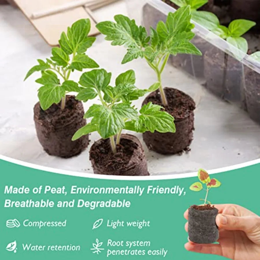 500 Pcs Peat Pellet Fiber Soil Plant Seed Starters - Seed Starter Pellets Pods Compressed Peat Pellets for Grow Herbs Plant Flo