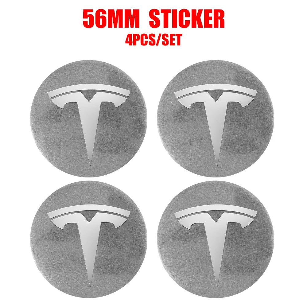 4pcs 56/60mm Car Wheel Center Cover Sticker Tire Hub Cap Badge Covers For Tesla Model 3 Model S Model X Model Y Coil Accessories