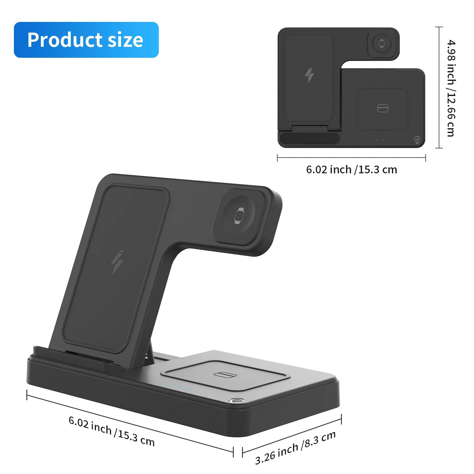 18W Foldable 3-in-1 Wireless Charging Station | iPhone 16/15/14/13 + Watch + AirPods