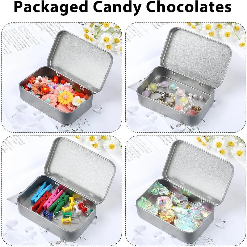 Mini Metal Box Tin-Plated Slide Cover Storage Box Portable Jewelry Pill Cosmetic Cases Home Rectangular Empty Storage Container