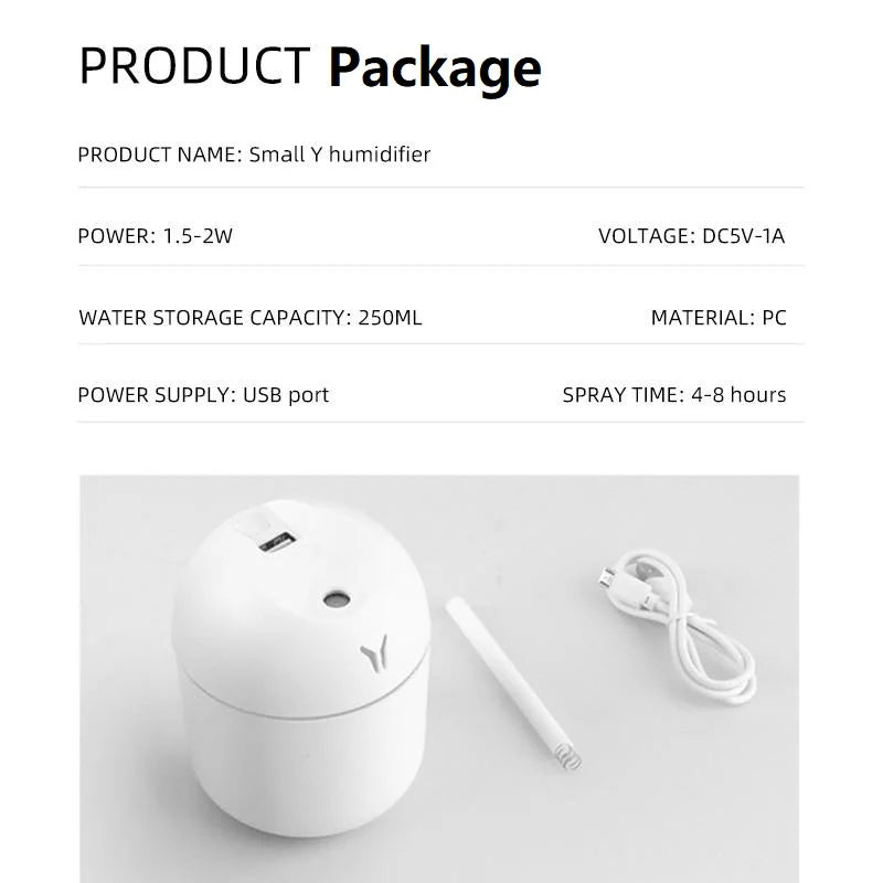 Difusor Portátil de Aceites Esenciales 250ml USB | Luz Nocturna | Sin BPA 🌿