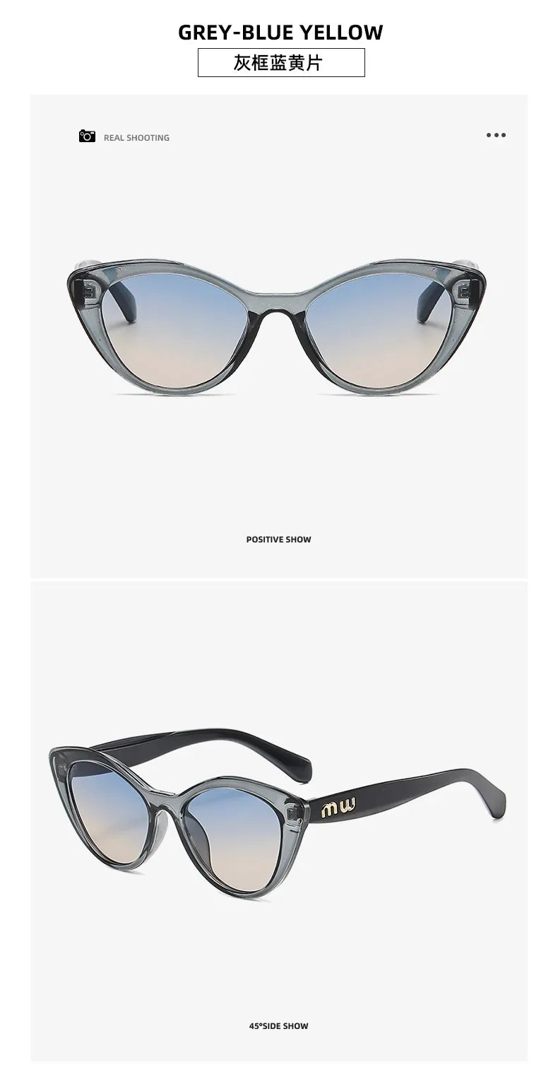 2026 New Fashion Cool Sunglasses Women Luxury Brand Letters Anti Strong Light Vintage Cat Eyes Sun Glasses Ladies Gafas UV400