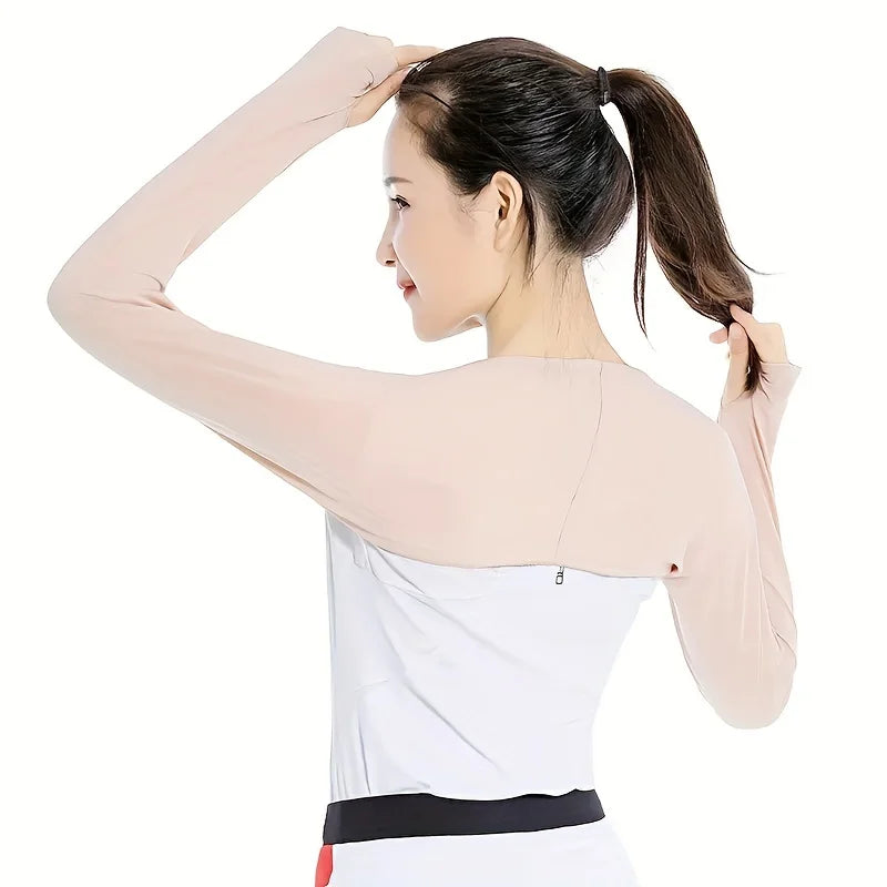 1pc Women's Shawl Cuff Sun Protection Sleeves, Ice Silk Arm Cover for Running Cycling Fishing, UV Blocking & Breathable