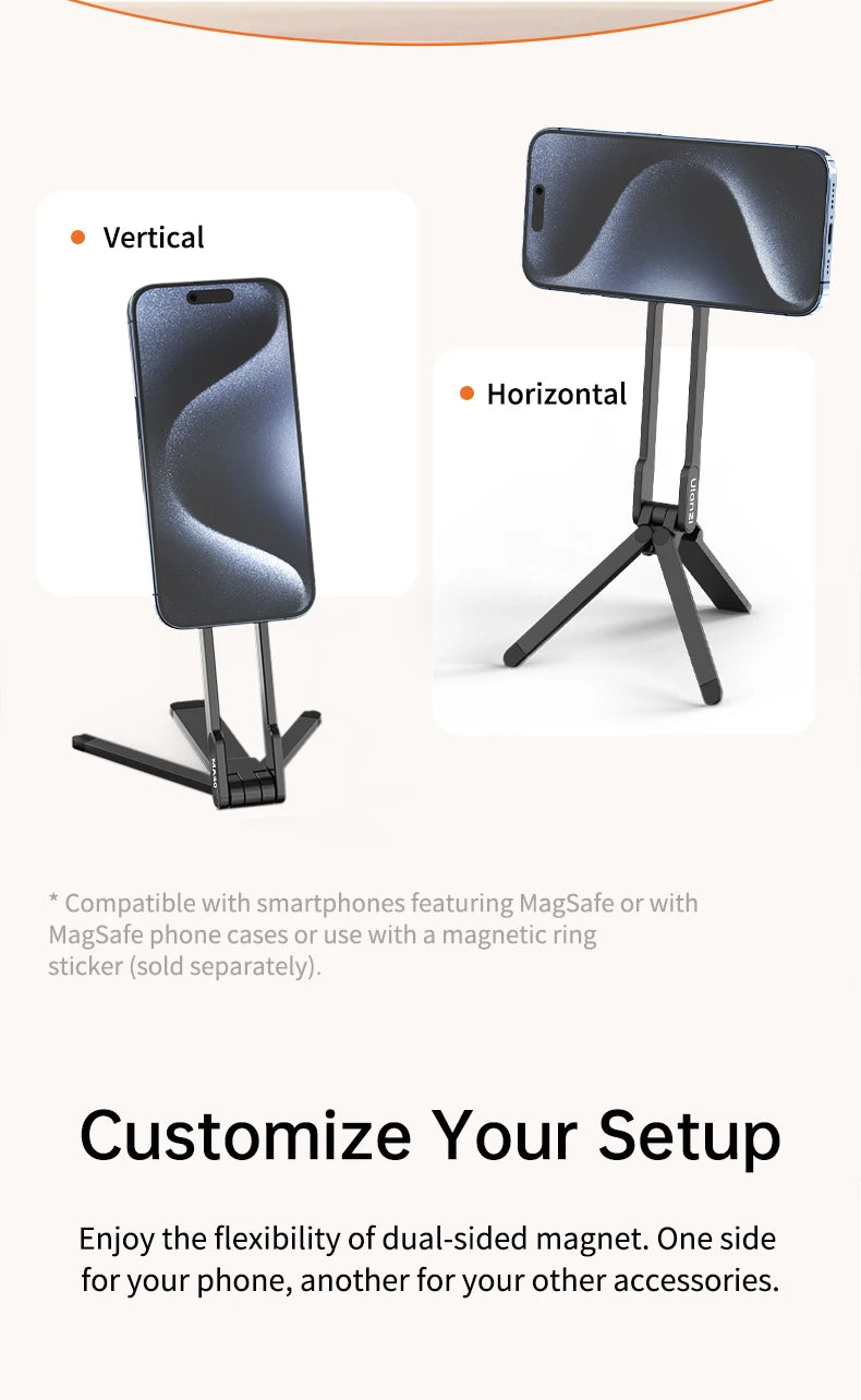 ULANZI MA30 Magnetic Phone Tripod Stand for iPhone 16 Samsung Xiaomi Huawei Vivo OPPO Magsafe Aluminium Smartphone Mini Bracket