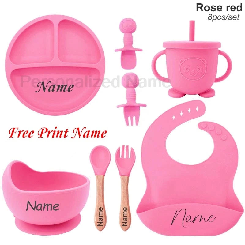 Set de Alimentación Personalizado para Bebé | Silicona | Plato, Bol y Vaso | Regalo 🍼