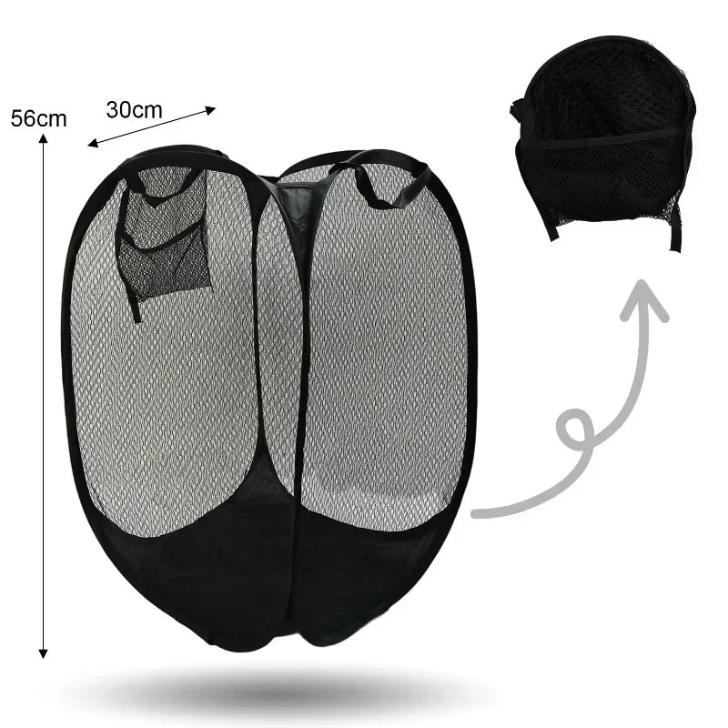 Folding Dirty Laundry Sorting Basket Washing FrameBathroomCloth MeshStorage BagFrame Bucket LaundryOrganizers Storage Pouch